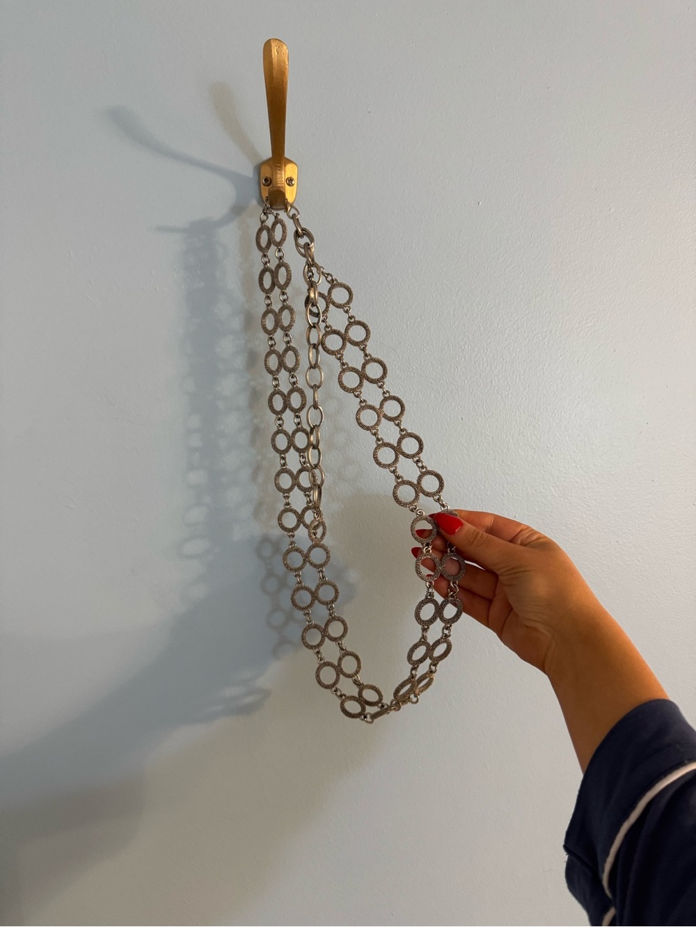 Gorgeous vintage silver chain belt length measurement added